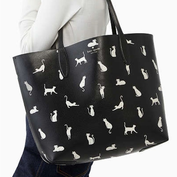 kate spade NWT/NIP! Whiskers Large Reversible Cat Tote Bag - Picture 1 of 7